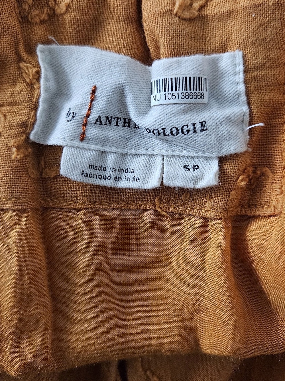 Anthropologie Women’s M Somerset Mini Dress Orange Textured Cotton Boho Chic - Picture 4 of 5